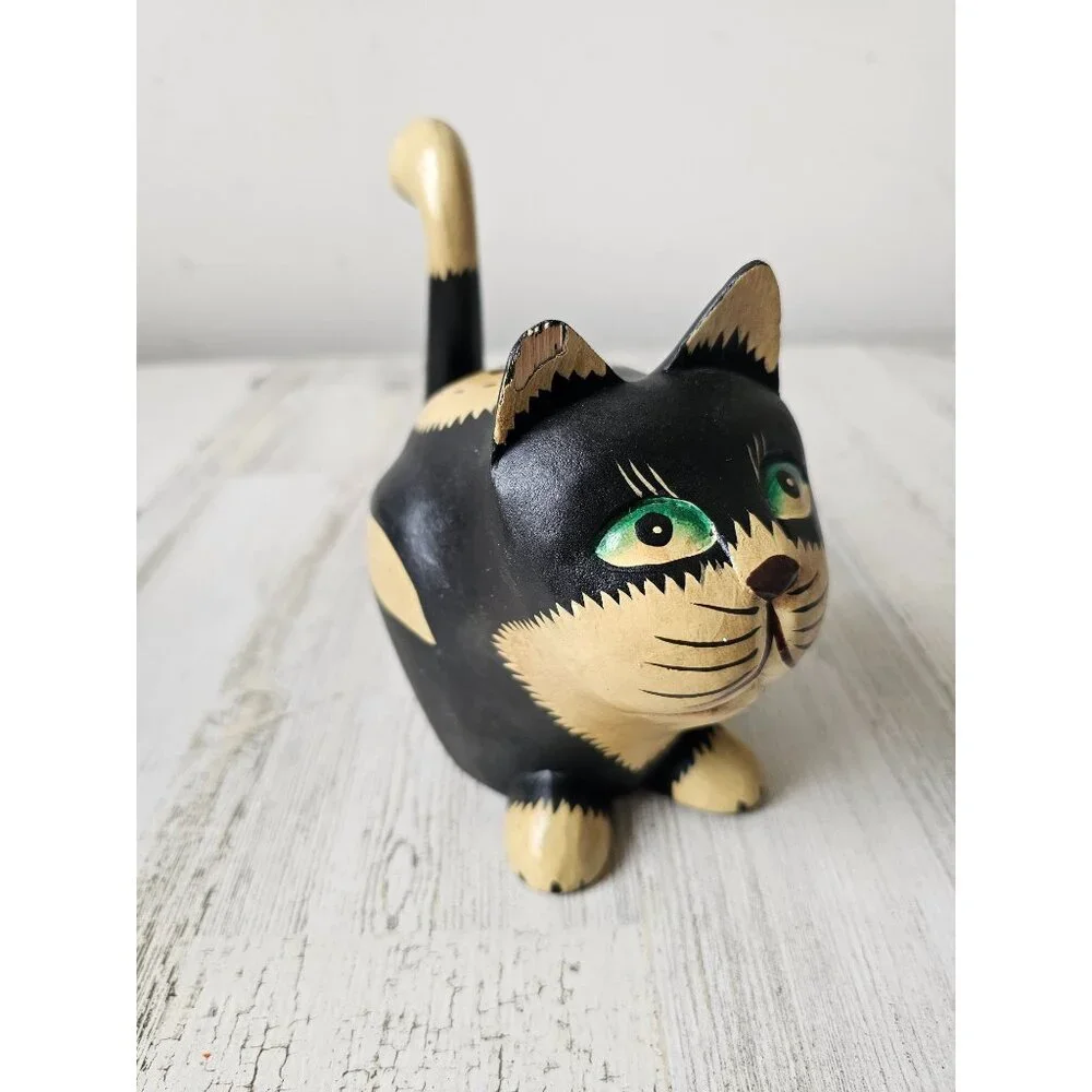 Pier 1 cat Indonesia statue figurine decor unique